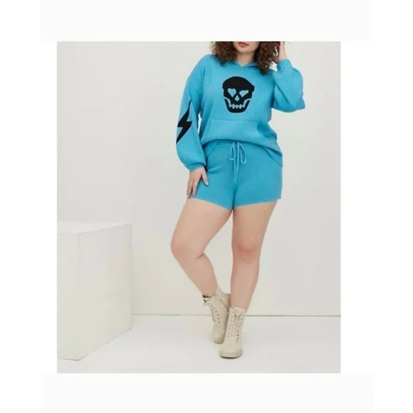 Women's Lovesick torrid Shorts Blue Size 3X sweater lightning bolt shorts - Picture 3 of 7